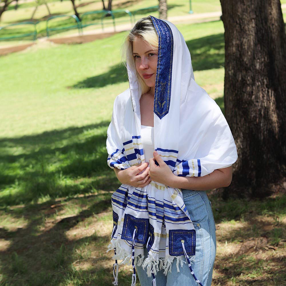 HalleluYAH Tallit Prayer Shawl from Israel - Lord’s Name Spelled on 4 Corners - XL 72x36 Inches
