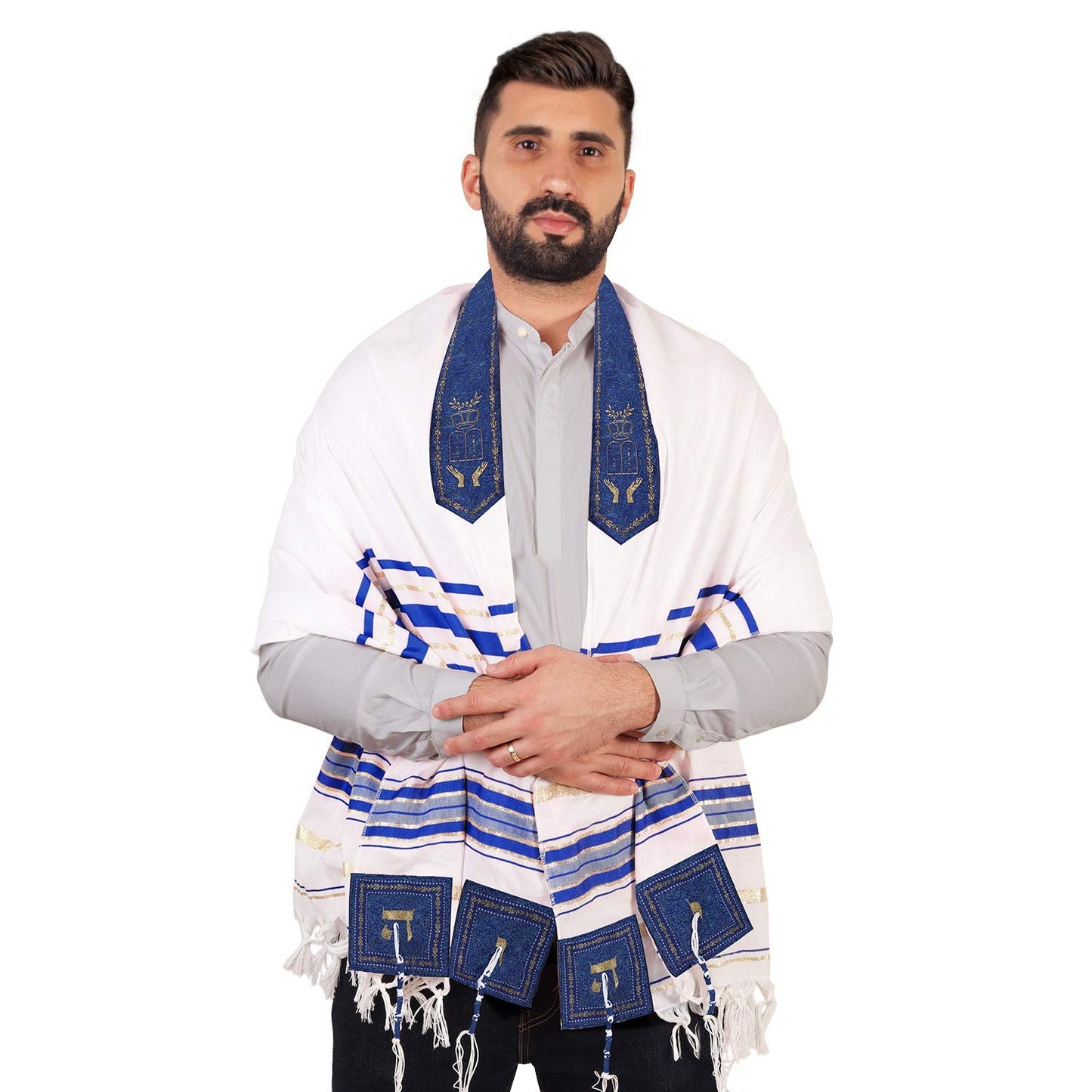 HalleluYAH Tallit Prayer Shawl from Israel - Lord’s Name Spelled on 4 Corners - XL 72x36 Inches