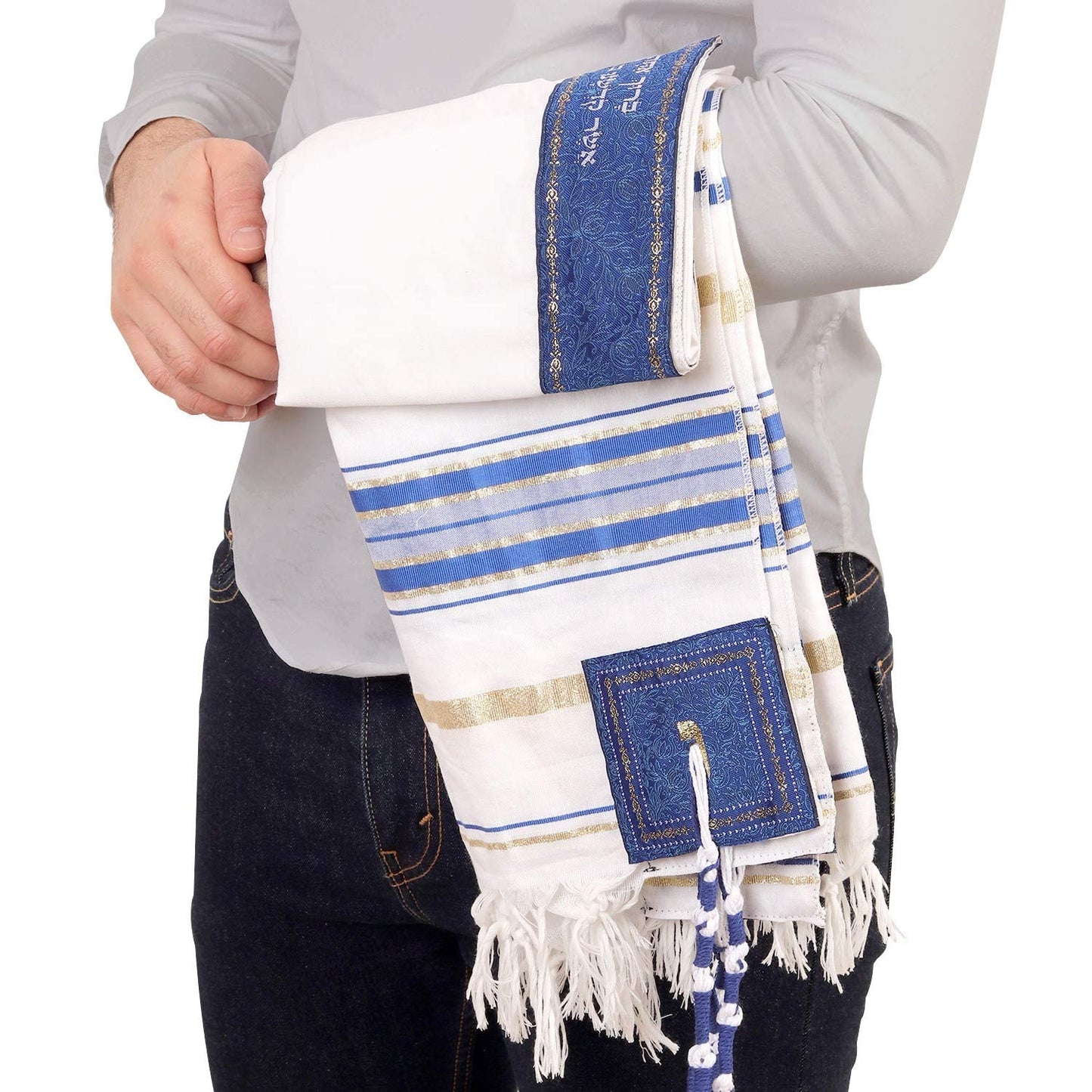 HalleluYAH Tallit Prayer Shawl from Israel - Lord’s Name Spelled on 4 Corners - XL 72x36 Inches